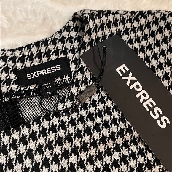 NWT Express Knit Black & White Houndstooth Check Dress - Picture 12 of 15